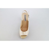 Sandales Francescomilano talons compensé beige cuir verni AG515