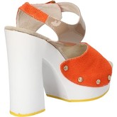 Sandales Suky Brand sandales orange textile beige cuir verni AC803