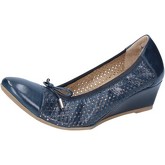 Chaussures escarpins Calpierre talons compensé bleu cuir BZ835