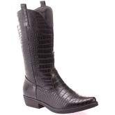 Bottes La Modeuse Bottes santiags noires effet croco