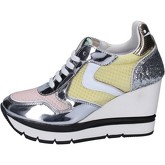 Chaussures Voile Blanche sneakers argent textile jaune cuir BT239