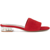 Claquettes Steve Madden Sandale Costa en cuir rouge avec des perles