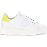 Chaussures Philippe Model Paris Basket modèle Philippe en cuir blanc et daim jaune fluo