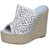 Sandales Sara Lopez talons compensé argent textile strass BY236