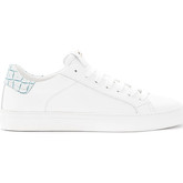 Chaussures Hide jack Basket Modèle Sky en cuir blanc et croco turquoise