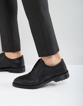 ASOS - Chaussures richelieu en cuir avec semelle côtelée - Noir - Noir