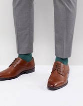 ASOS - Chaussures derby en cuir avec empiècement en relief à losanges - Fauve - Fauve