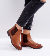 Dune London Wide Fit - Quentons - Bottines Chelsea plates en cuir - Fauve