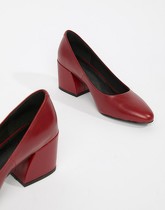 ASOS DESIGN - Sahara - Chaussures en cuir à talons mi-hauts - Rouge - Rouge