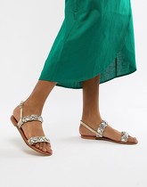 ASOS DESIGN - Frenchie - Sandales plates en cuir tressé - Multi