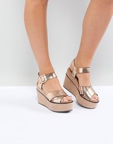 ASOS DESIGN - Tory - Sandales compensées - Doré