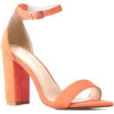 Sandales La Modeuse Sandales suédine orange fluo à talon carré