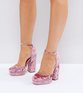 ASOS - PING - Chaussures plateforme à talons pointure large - Rose