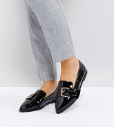 ASOS - MELVIN - Chaussures plates pointure large à bout pointu - Noir